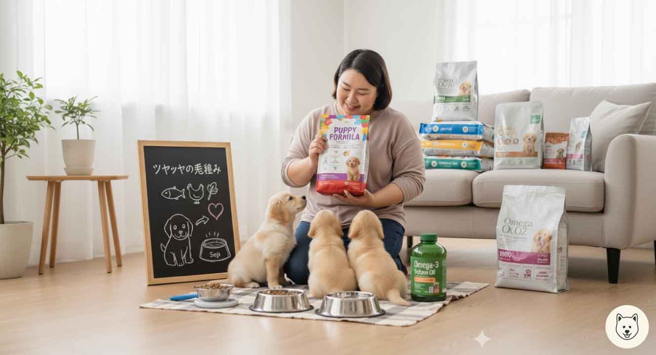 ゴールデンレトリバーの子犬の餌の量の基本 