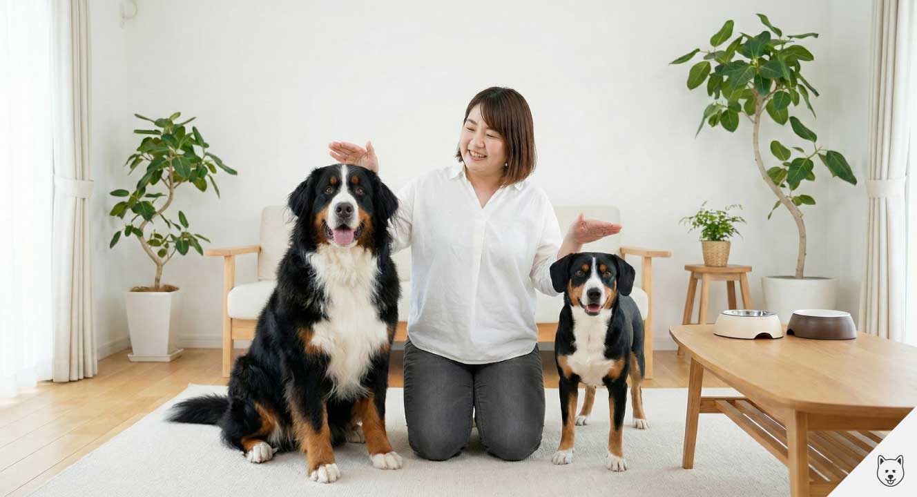 エントレブッハーキャトルドッグとのサイズ比較