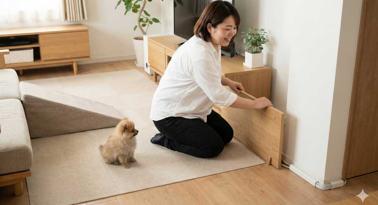 小さい子犬を怪我から守るバリアフリーな環境作り