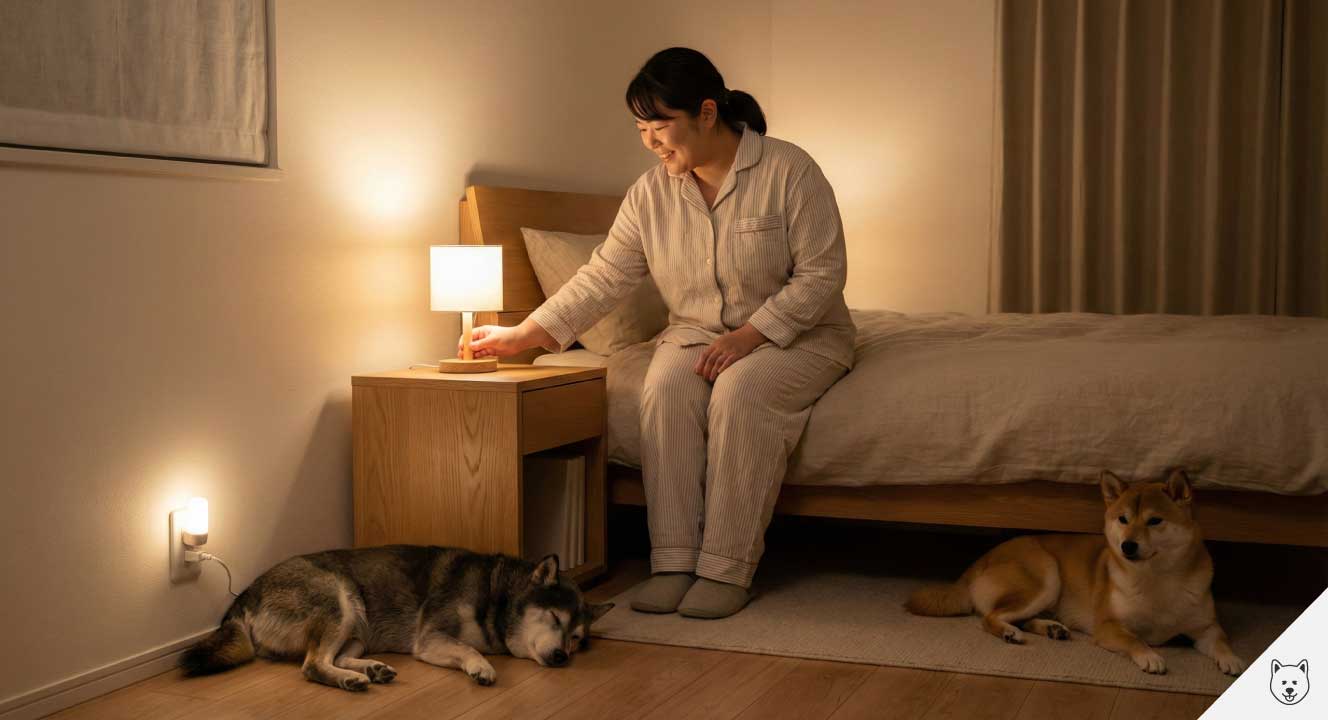 愛犬の状況に合わせた寝る時の電気の調整術