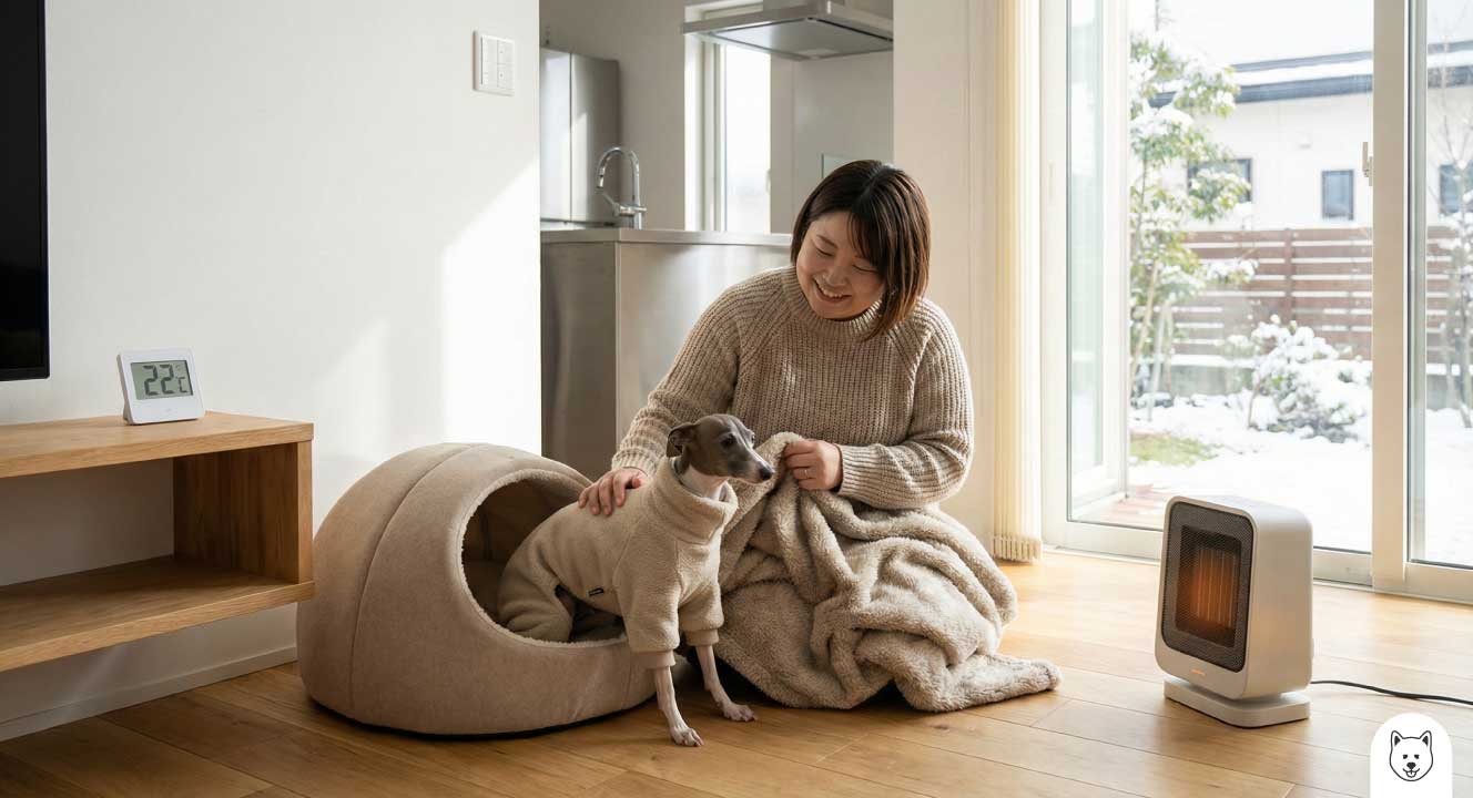 寒さに弱いシングルコート犬種の冬の温度管理
