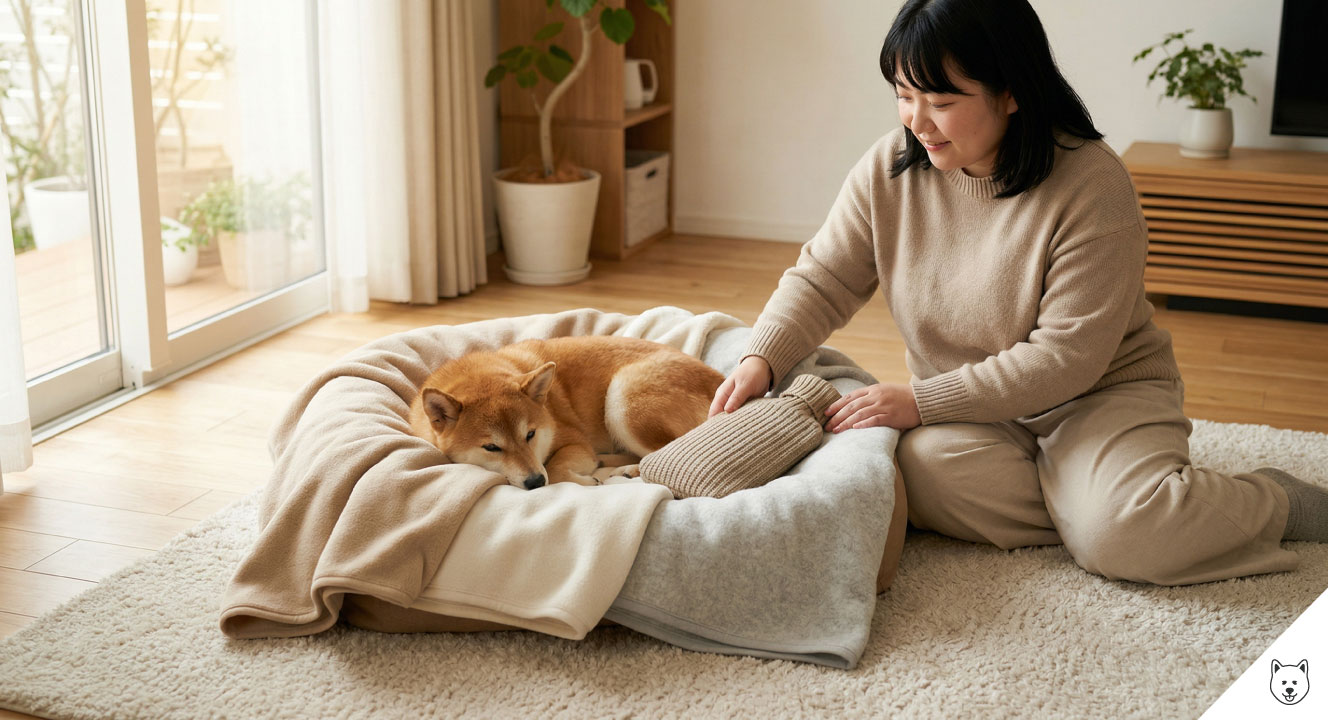 湯たんぽや毛布を使った保温寝床の作り方