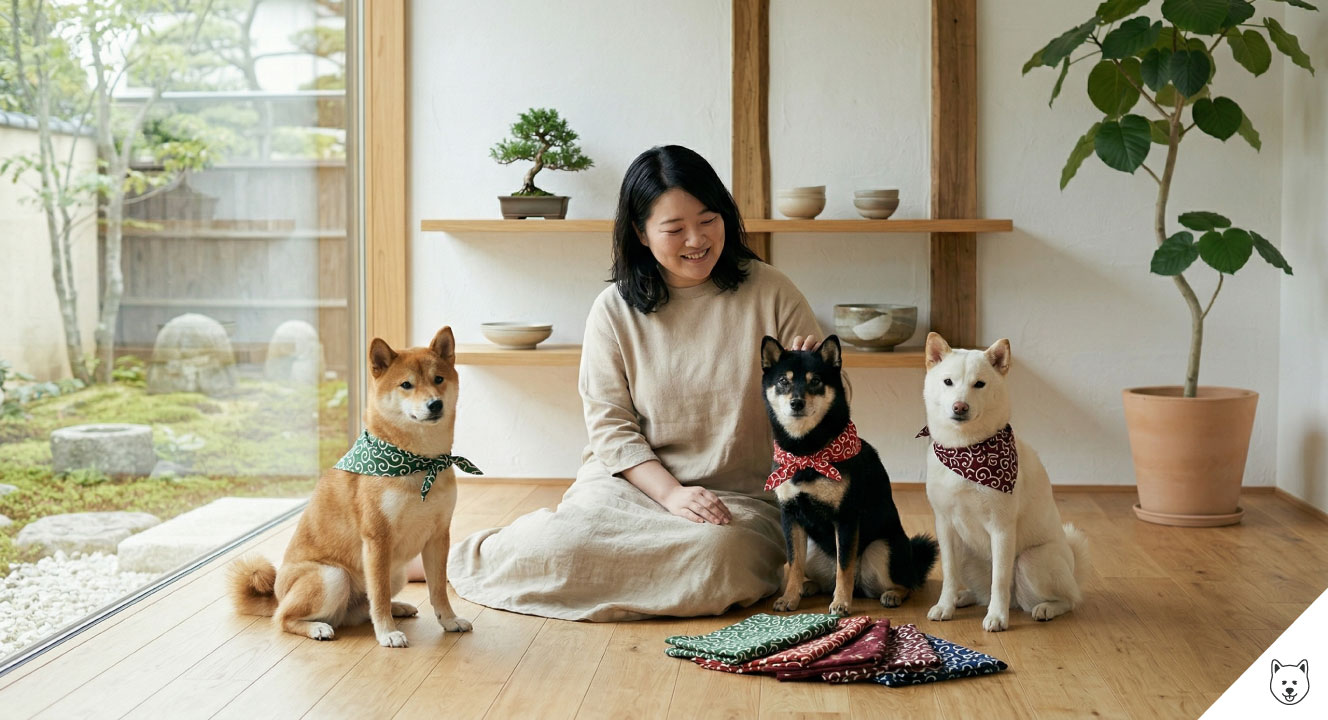 柴犬の毛色別唐草模様カラーコーディネート