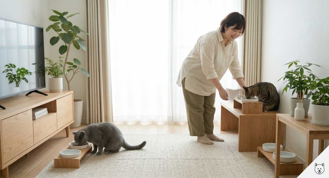 喧嘩を防ぐ食事場所と水飲み場の工夫