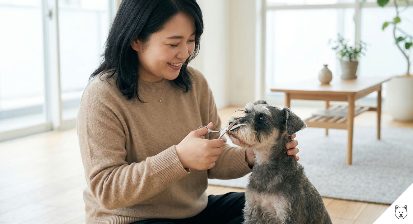 ミニチュアシュナウザーのまつげの切り方と長さ