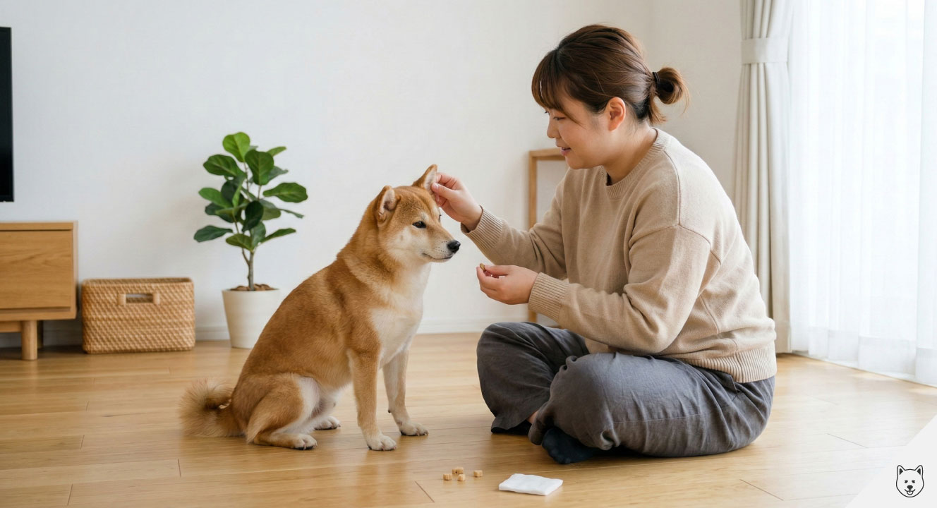 耳掃除を嫌がる柴犬への脱感作トレーニング