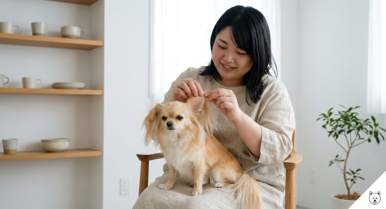 ロングコートの飾り毛の重さが影響する