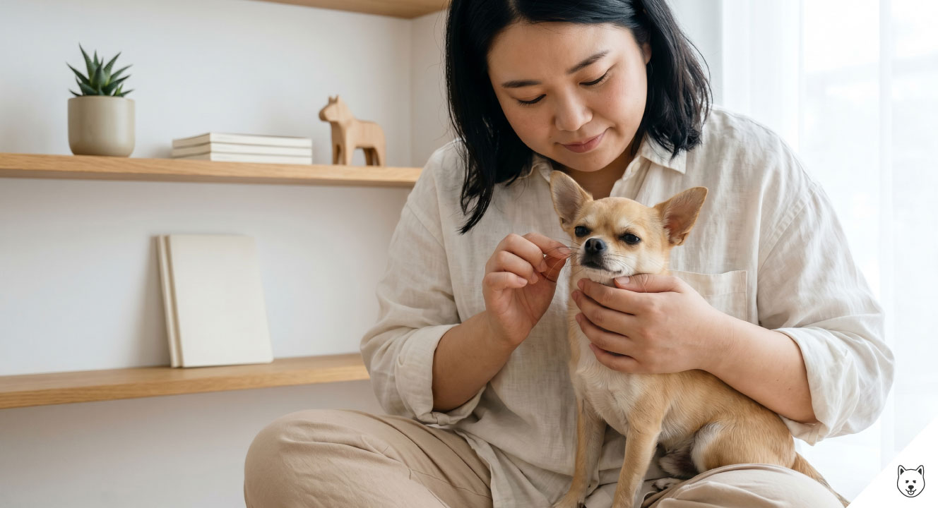 ・インプットした「データB」の以下の見出し（セクション）に適した画像を作成してください。 ●テキストや文字は一切無い画像にすること。 ●アスペクト比は「16:9」にすること。 ●人間を生成する場合は３０歳の愛嬌のある可愛らしいふくよかな体型の黒髪の日本人女性にすること。 ●全体的に無印良品のようなモダンでシンプルな雰囲気 動物福祉から見たひげカットの考え方